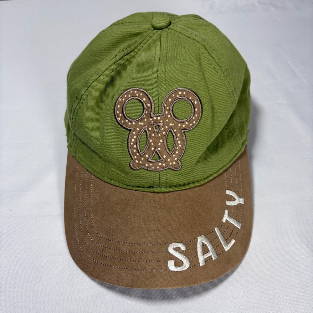 Disney Parks Mickey Pretzel Salty Baseball Hat Green Brown Walt Disney World Cap